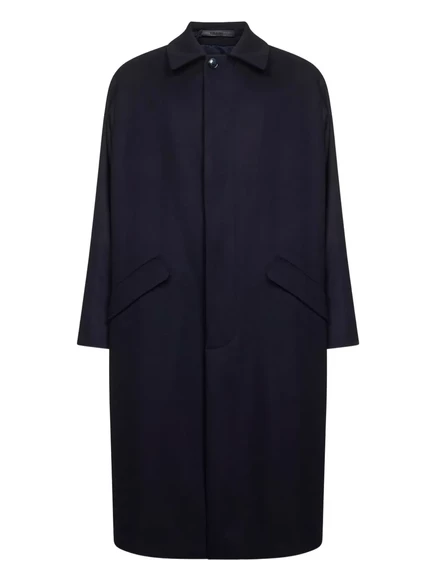 Мужское однобортное пальто Giorgio Armani из кашемира, синее