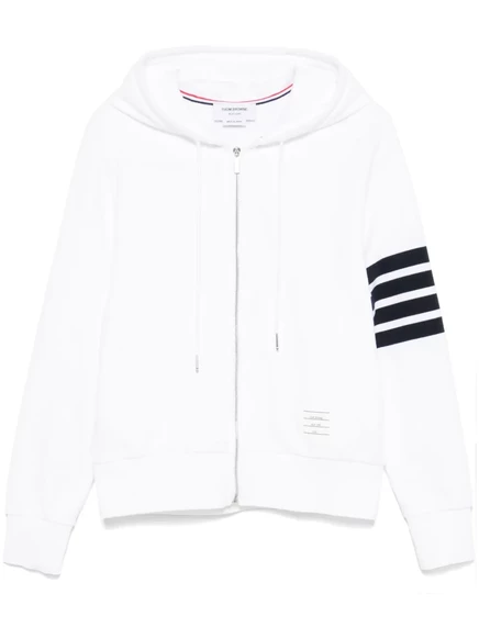 Мужское худи Thom Browne на молнии с 4 полосами, белое