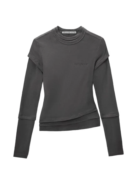 Женский лонгслив Alexander Wang с двойным слоем, серый