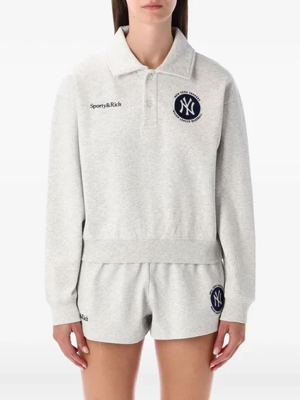 Женское поло Sporty & Rich флисовое, светло-серое