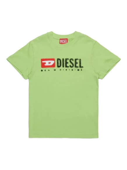 Детская футболка Diesel Kids с логотипом, зеленая