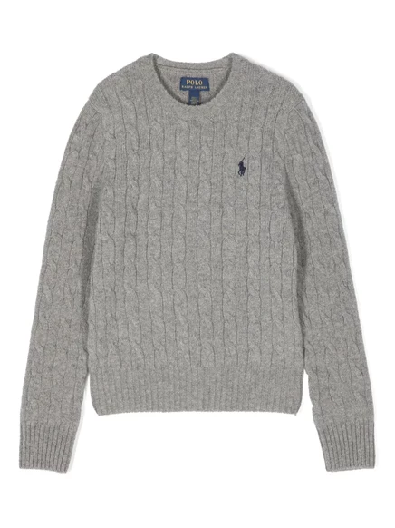 Детский вязаный свитер Polo Ralph Lauren Kids с эмблемой Pony, серый