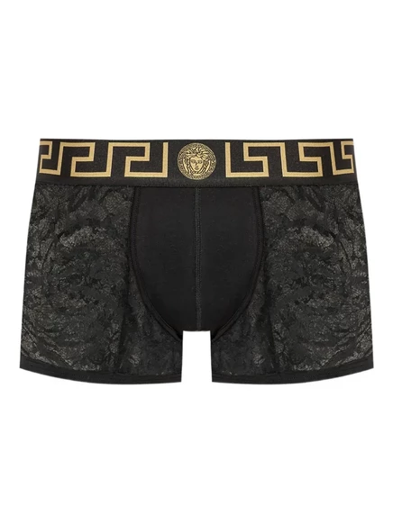 Мужские трусы-боксеры Versace с поясом Grecca, черные