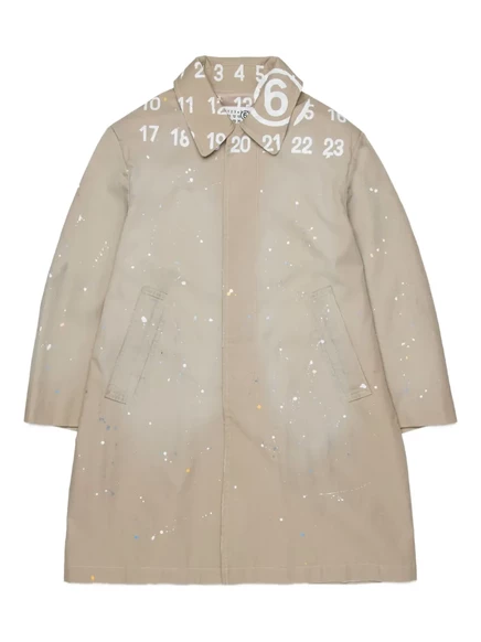 Детский тренч с принтом и брызгами от MM6 Maison Margiela