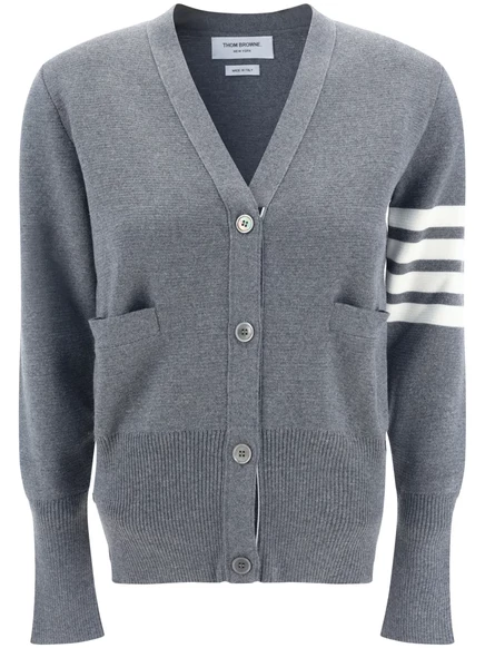 Кардиган из мериноса с V-образным вырезом Thom Browne Milano Stitch grey