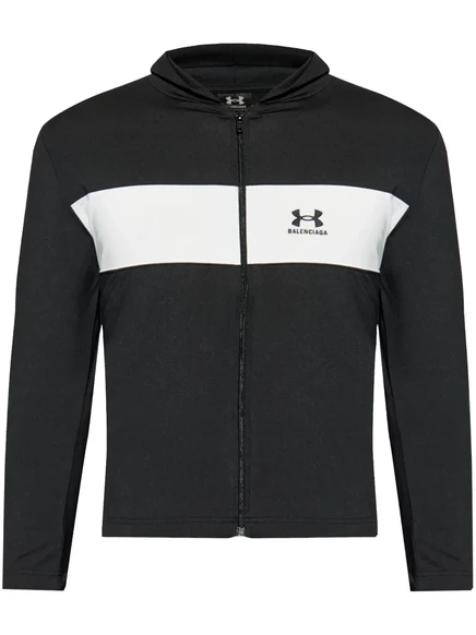 Мужское худи Balenciaga x Under Armour с вышивкой, черное