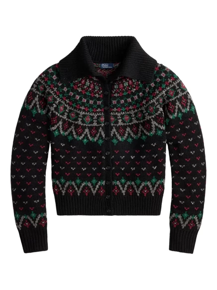 Женский кардиган Polo Ralph Lauren с орнаментом фэйр‑айл, черный