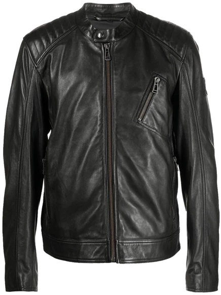 Мужская кожаная куртка Belstaff из ягнячьей кожи, черная