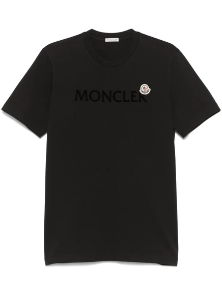 Хлопковая футболка с флокированным логотипом Moncler black