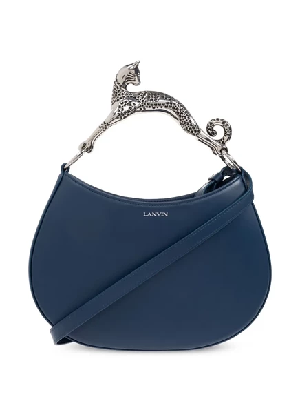Женская сумка-тоут Lanvin Cat-handle кожаная, темно-синяя