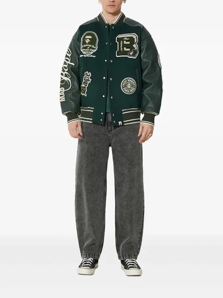 Школьная куртка с панелями BATHING APE® green