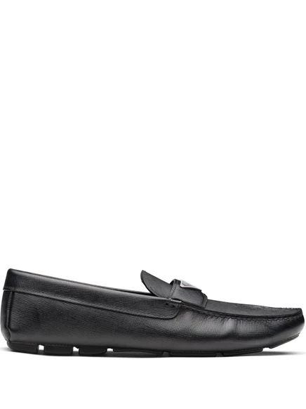 Кожаные мокасины с логотипом Prada в виде бляшки black