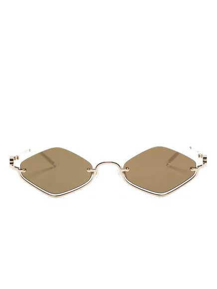 Солнцезащитные очки Gucci Eyewear Double G с геометрической оправой, золотистые