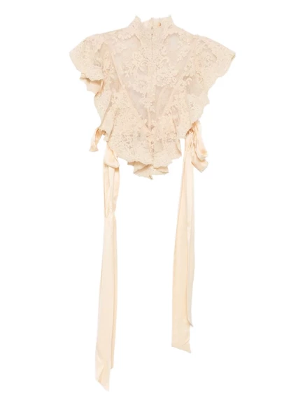 Гипнотический кружевной топ с оборками от ZIMMERMANN neutrals