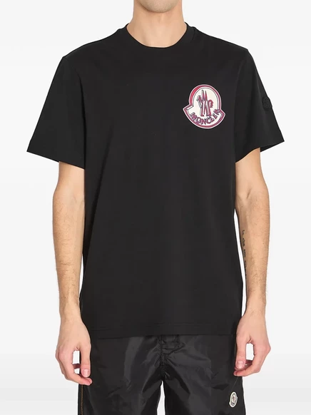 Хлопковая футболка с нашивкой с логотипом Moncler