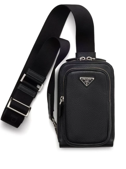 Кожаный чехол для телефона Prada black
