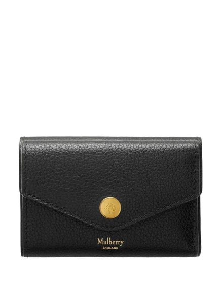 Женский кошелек Mulberry складной кожаный, черный