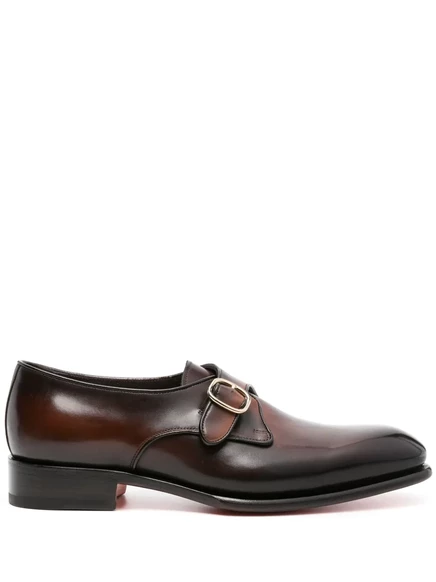 Кожаные туфли Santoni с эффектом выцветания brown