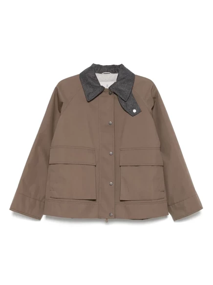 Пиджак Brunello Cucinelli с контрастным воротником brown