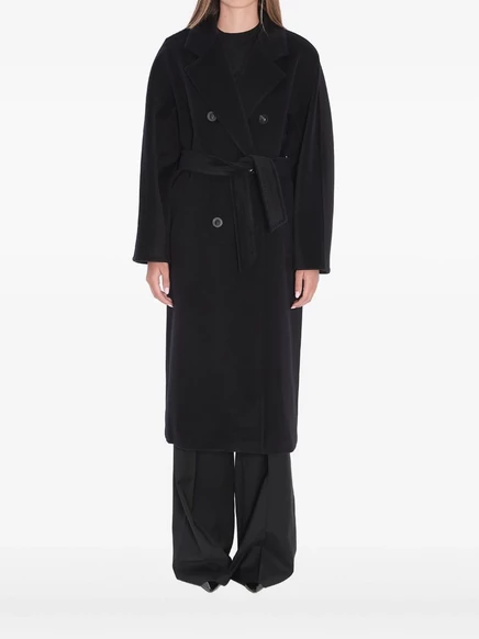 Пальто с поясом от Max Mara Madame black