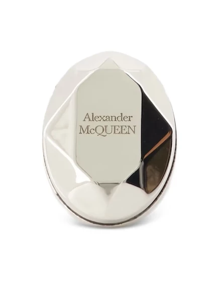 Женское кольцо Alexander McQueen Faceted Stone, серебристое