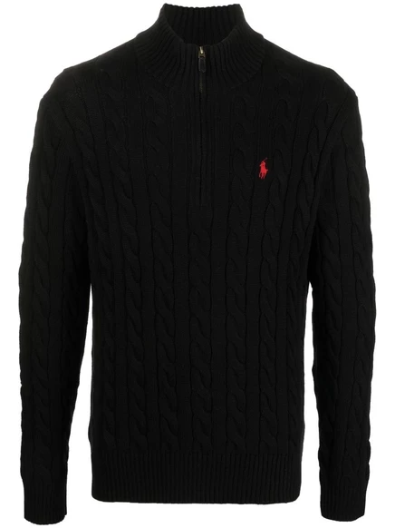 Джемпер Polo Ralph Lauren из плотной вязки на молнии до половины длины black