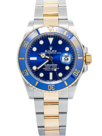Мужские часы rolex submariner 41 мм сталь/золото, синий
