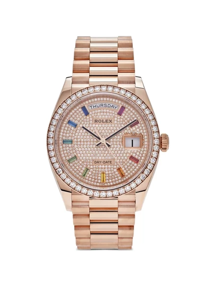 Унисекс часы Rolex Day-Date 36 с бриллиантами, розовое золото