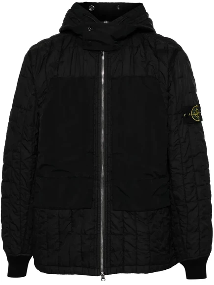 Стеганая куртка с компасом и значком Stone Island black