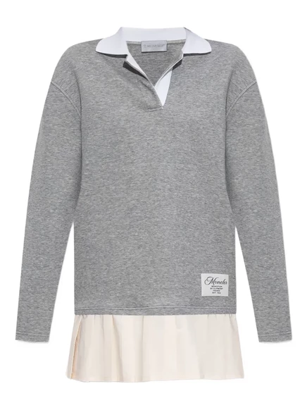 Платье-поло Moncler с плиссированными вставками grey