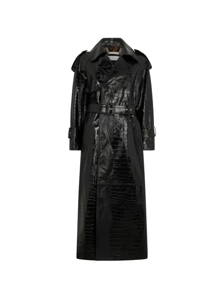 Женское кожаное пальто Philipp Plein с тиснением, черное