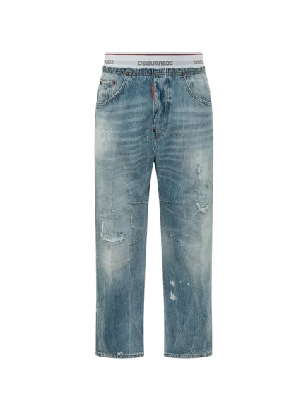 Мужские джинсы DSquared2 с потертостями, синие