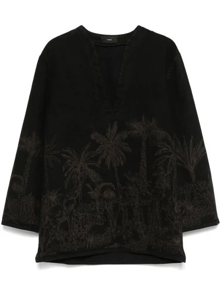Женская блузка Alanui Jungle Toile de Jouy, черная