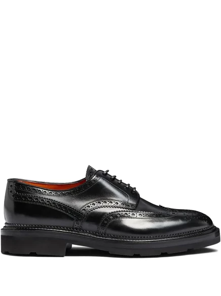 Мужские туфли-дерби Santoni из кожи, черные