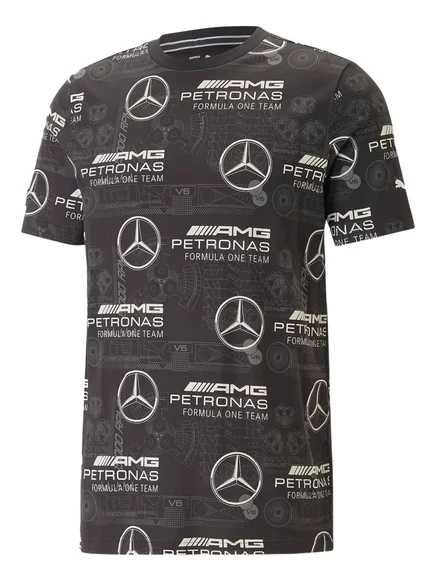 Футболка PUMA MapF1 Mercedes Aop с принтом по всему телу black