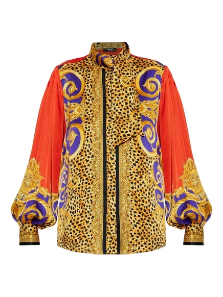 Женская блузка Versace с барочным принтом, оранжевая