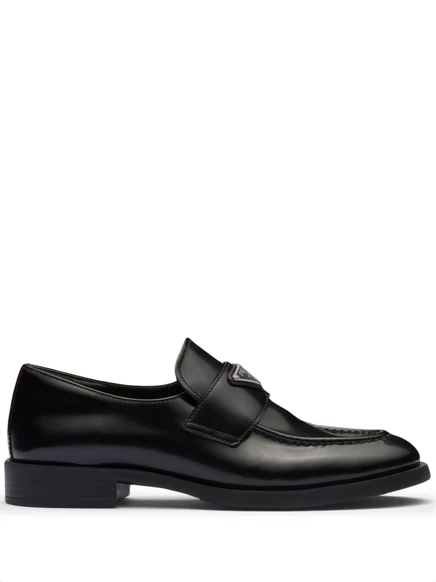 Кожаные мокасины Prada шоколадного цвета black