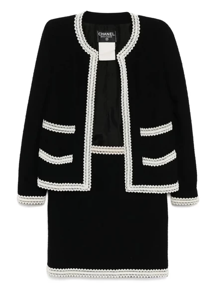 Женский костюм Chanel 1994 юбочный винтаж, черно-белый