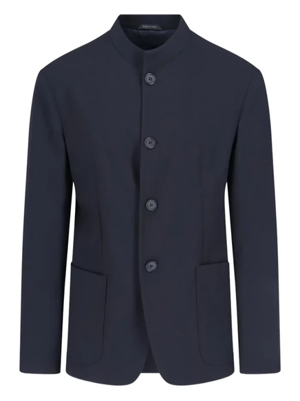Шерстяной жакет с мандариновым воротником от Giorgio Armani blue