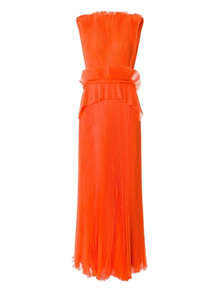 Платье макси из плиссе от Alberta Ferretti red