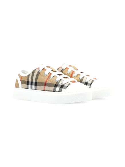 Детские винтажные кроссовки Burberry в клетку neutrals