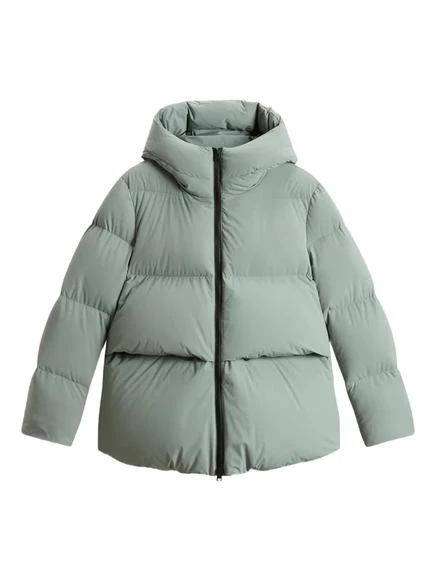 Женский пуховик Woolrich с капюшоном, зеленый