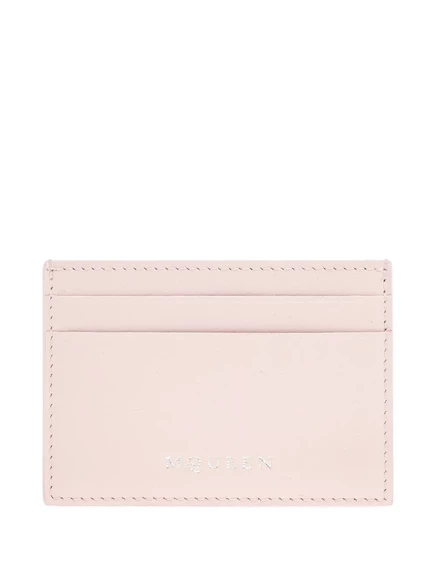 Кожаная визитница Alexander McQueen pink
