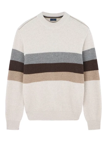 Свитер с круглым вырезом из трикотажа в рубчик Paul & Shark neutrals