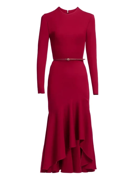 Женское платье Elie Saab миди с рюшами, красное
