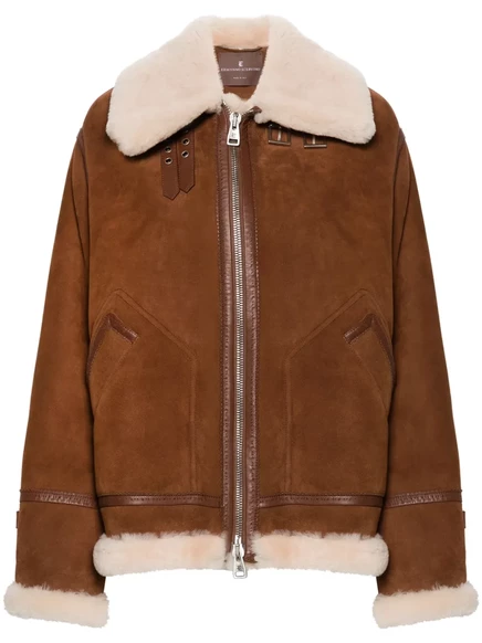Женская замшевая куртка Ermanno Scervino с мехом, коньячная