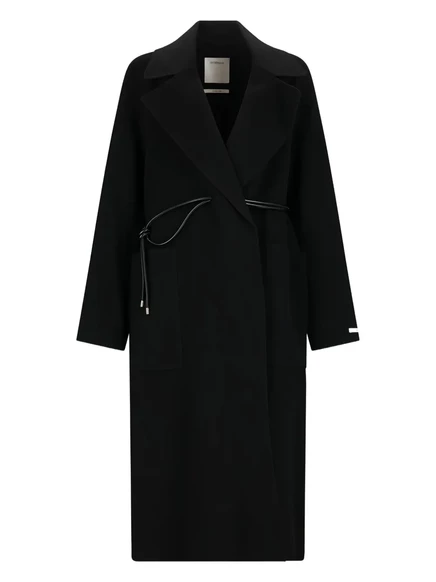 Женское пальто Sportmax однобортное с кулиской, черное