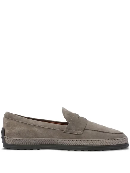 Мужские замшевые лоферы Tod's, серо-бежевые