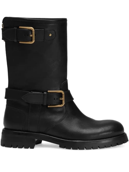 Сапоги до колена с пряжкой от Dolce & Gabbana black