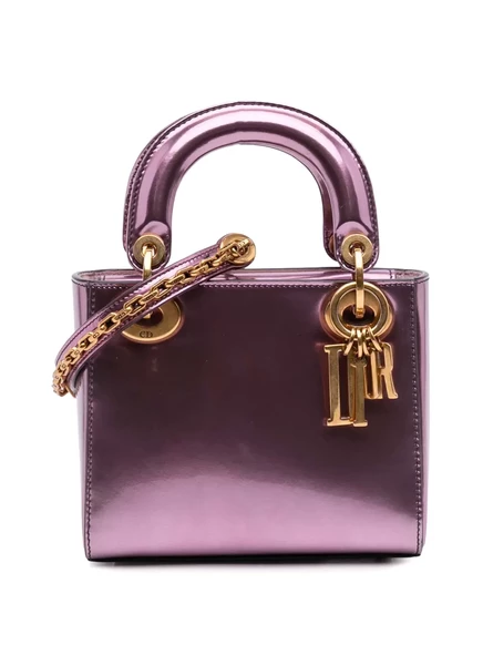 Мини-сумка Lady Dior из телячьей кожи с металлической глазурью, бывшая в употреблении у Christian Dior в 2018 году pink